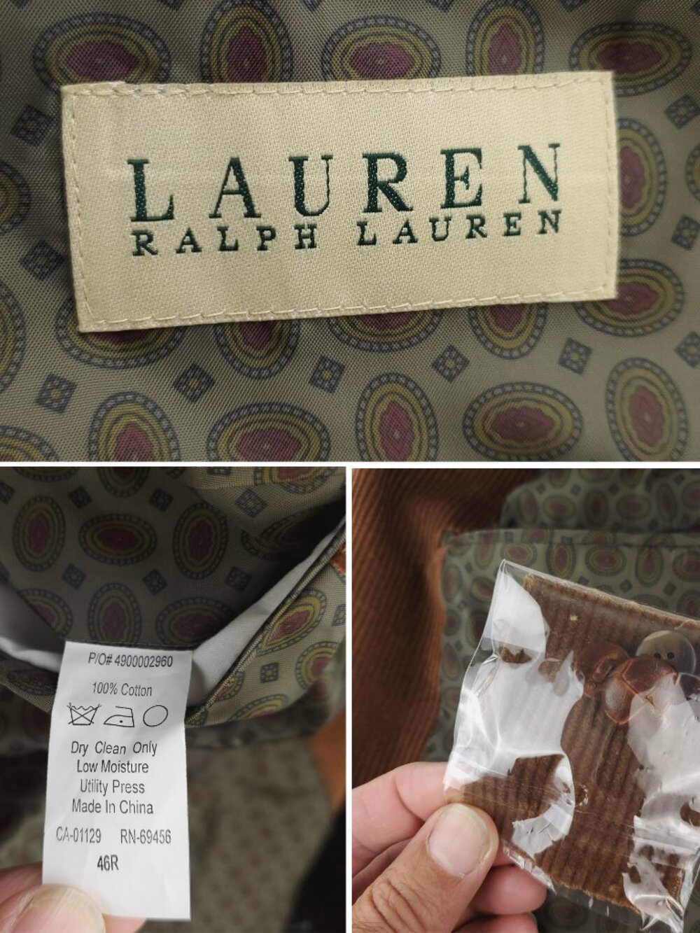Lauren Ralph Lauren Corduroy Sport Coat Blazer Elbow Patches Men's 46R - Picture 5 of 14